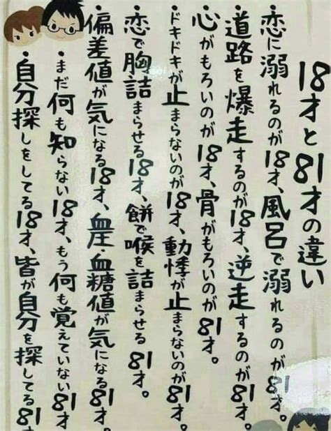 18歳と81歳の違い|TV番組・笑点から「18歳と81歳の違い」といえば？。